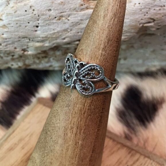 Butterfly Sterling Silver Toe Ring Midi Ring - Picture 2 of 3